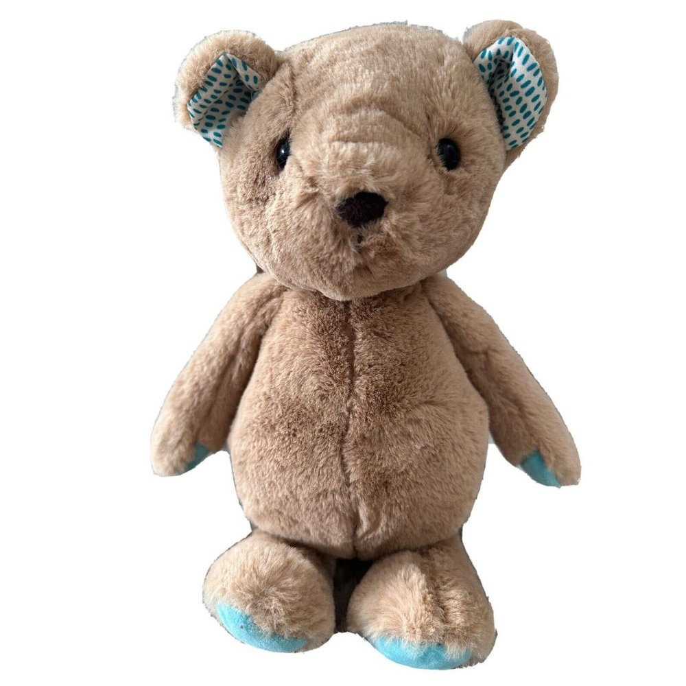 B Softies Battat Cara-Mellow Bear Plush Brown Teal Paws Polka Dot Ears 2019 12"